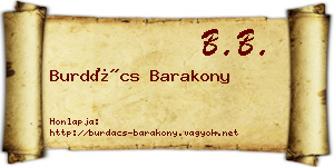 Burdács Barakony névjegykártya